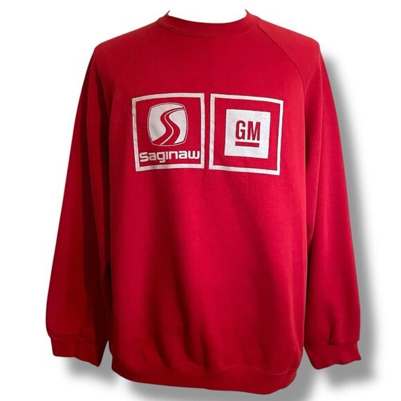 Vintage Discus Athletic Tultex Mens Sweatshirt 2XL Red GM General Motors Saginaw - Picture 2 of 8